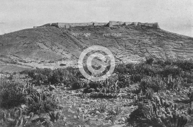 'Le general Lyautey a Agadir; vue generale de la casbah et debarquement du resident general...,1916. Creator: Unknown.