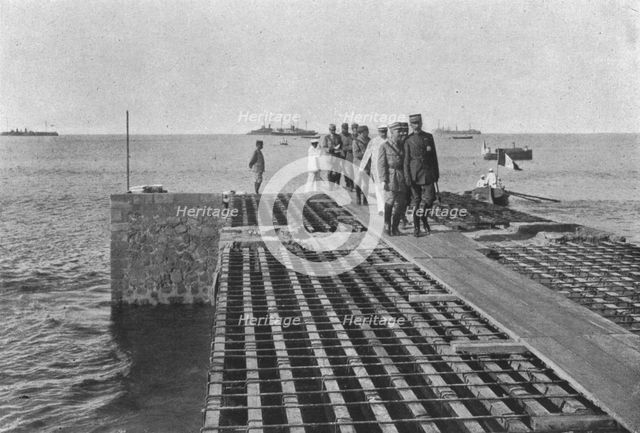 'Le general Lyautey a Agadir; vue generale de la casbah et debarquement du resident general...,1916. Creator: Schmit et Ratel.