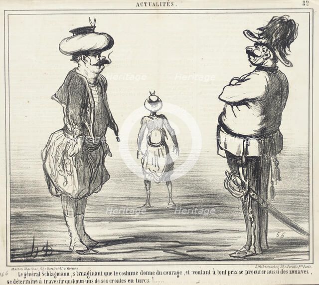 Le Général Schlagmann, s'imaginant que le costume donne du courage..., 1859. Creator: Honore Daumier.