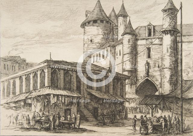 Le Grand Châtelet (Grand Châtelet, Paris circa 1780, after an earlier drawing), 1861. Creator: Charles Meryon.