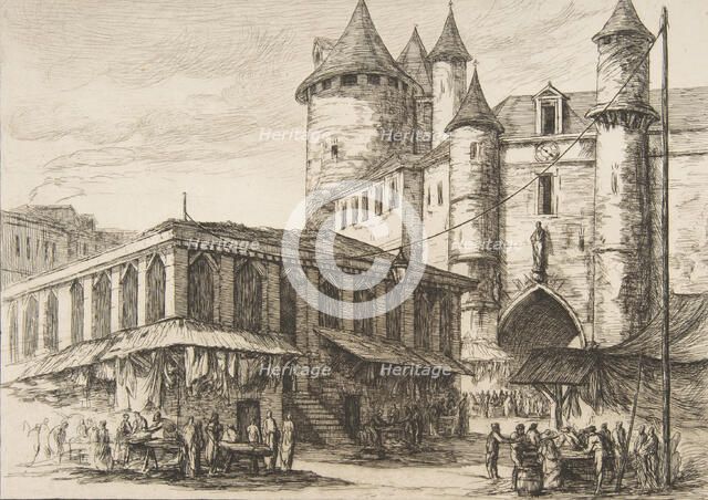 Le Grand Châtelet (Grand Châtelet, Paris circa 1780, after an earlier drawing), 1861. Creator: Charles Meryon.