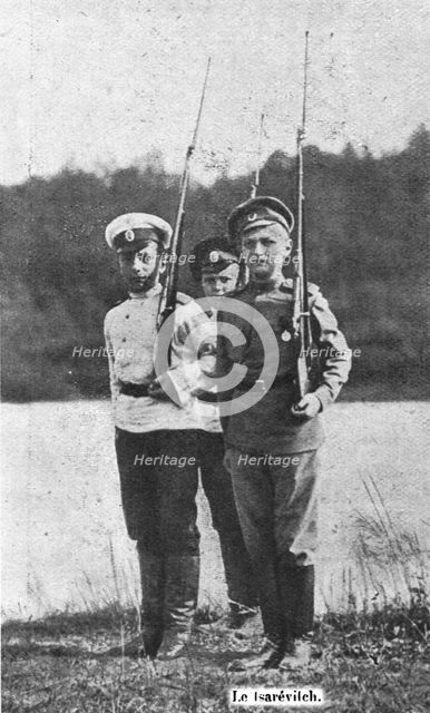 'Le grand-duc heritier et ses deux compagnons de jeux militaires', 1916. Creator: Unknown.