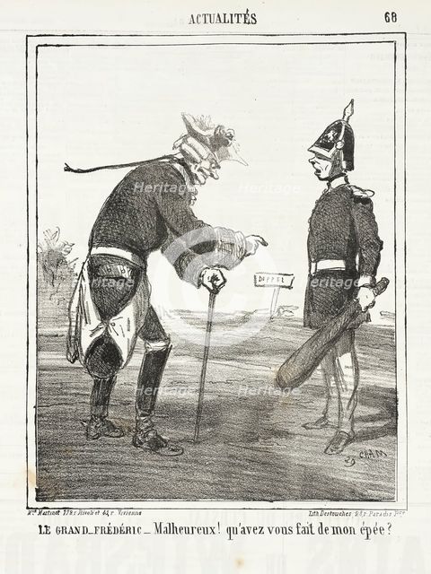 Le Grand Frédéric: Malheureux! qu'avez vous fait de mon épée?, 1864. Creator: Cham.