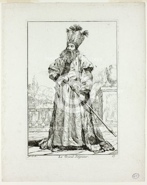 Le Grand Seigneur, plate seventeen from Caravanne du Sultan à la Mecque, 1748. Creator: Joseph-Marie Vien the Elder.