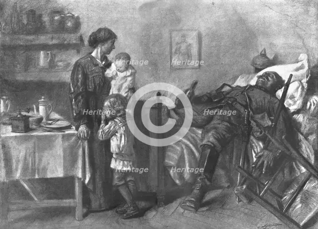 'Le Grossier Envahisseur; L'epreuve de chaque jour de la femme Francaise en pays..., 1914. Creator: Lucien Jonas.