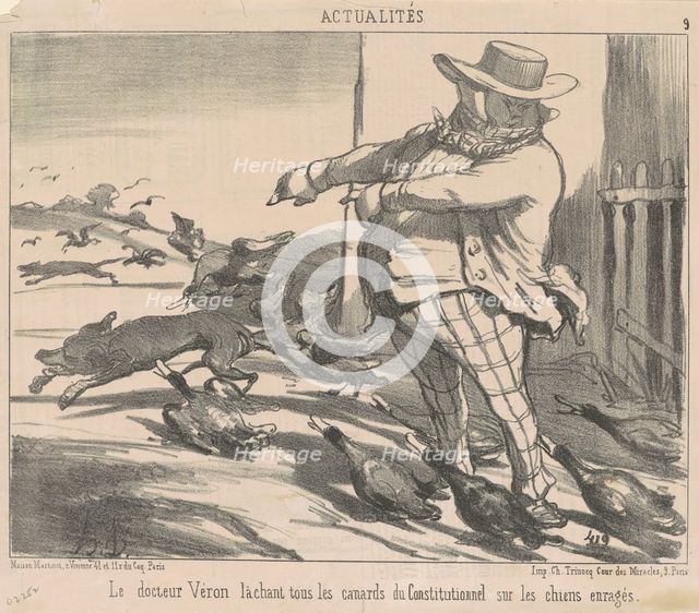 Le docteur Véron lachant tous les canards ..., 19th century. Creator: Honore Daumier.