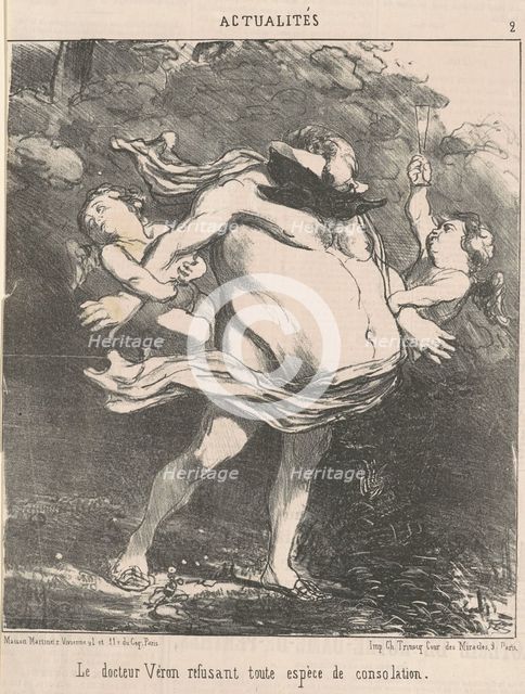 Le docteur Véron refusant tout espèce de consolation, 19th century. Creator: Honore Daumier.