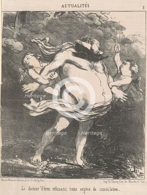 Le docteur Véron refusant tout espèce de consolation, 19th century. Creator: Honore Daumier.