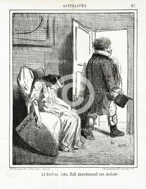 Le Docteur John Bull abondonnant son malade., 1864. Creator: Cham.