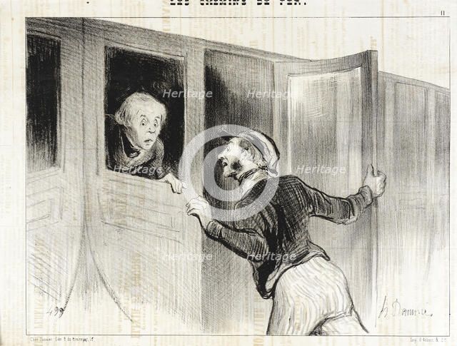 Le Danger de s'Assoupir en Voyage, 1843. Creator: Honore Daumier.