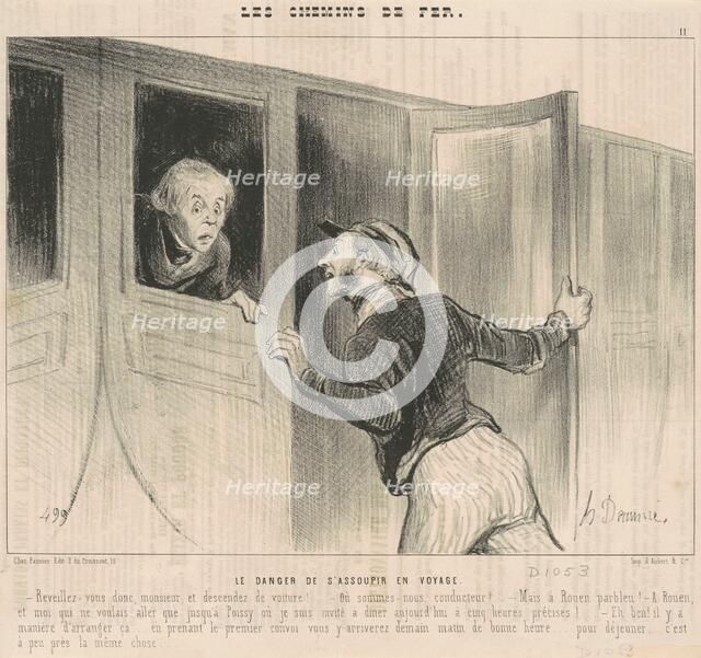 Le danger de s'assoupir en voyage, 19th century. Creator: Honore Daumier.