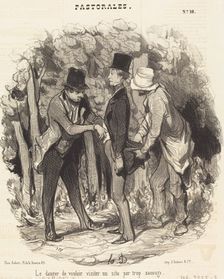 Le danger de vouloir visiter un site par trop sauvage, 1845. Creator: Honore Daumier