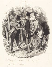 Le danger de vouloir visiter un site par trop sauvage, 1845. Creator: Honore Daumier