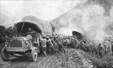 Le debut des operations ; Les difficultes de la route de Florina par Kozani 1916. Creator: Unknown