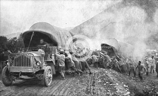 'Le debut des operations ; Les difficultes de la route de Florina par Kozani', 1916. Creator: Unknown.