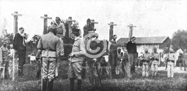 'Le debut des operations ; Les victimes a venger: pendaison de civils serbes, en mars 1916, a Krouch Creator: Unknown.