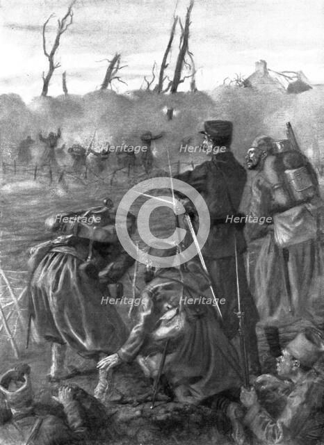 ''Le debut des gaz; le rideau de lourdes vapeurs asphyxiantes', 1915. Creator: Lucien Jonas.