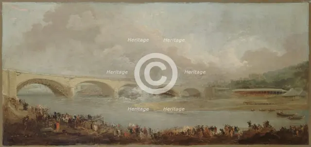 Le décintrement du pont de Neuilly, le 22 septembre 1772, between 1772 and 1775. Creator: Hubert Robert.