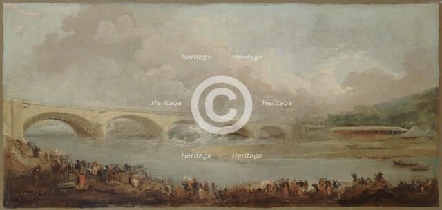 Le décintrement du pont de Neuilly, le 22 septembre 1772, between 1772 and 1775. Creator: Hubert Robert.