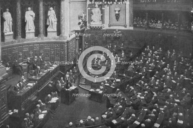 'Le defaitisme et les grands proces; le proces Caillaux; pendant les plaidoiries, le 16..., 1920. Creator: Unknown.