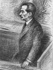 Le defaitisme et les grands proces; le proces Malvy; M Malvy pendant l'interrogatoire 1918. Creator: Unknown