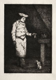 Le déjeuner du chat. Creator: Théodule Ribot (French, 1823-1891)