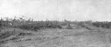 Le depart de l'attaque; en terrain reconquis: les defenses allemandes bouleversees..., 1916 (1924) Creator: Unknown