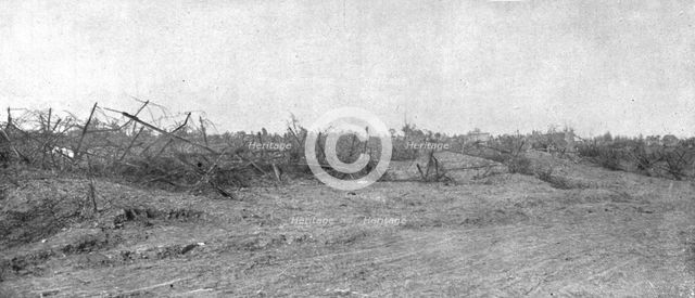 'Le depart de l'attaque; en terrain reconquis: les defenses allemandes bouleversees..., 1916 (1924) Creator: Unknown.