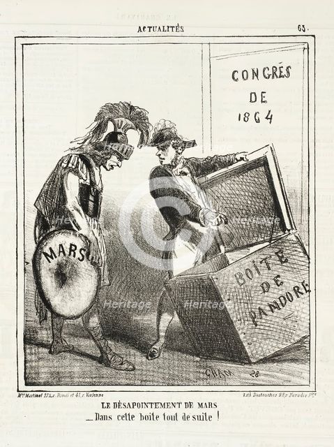 Le désapointement de Mars: Dans cette boite tout de suite!, 1864. Creator: Cham.