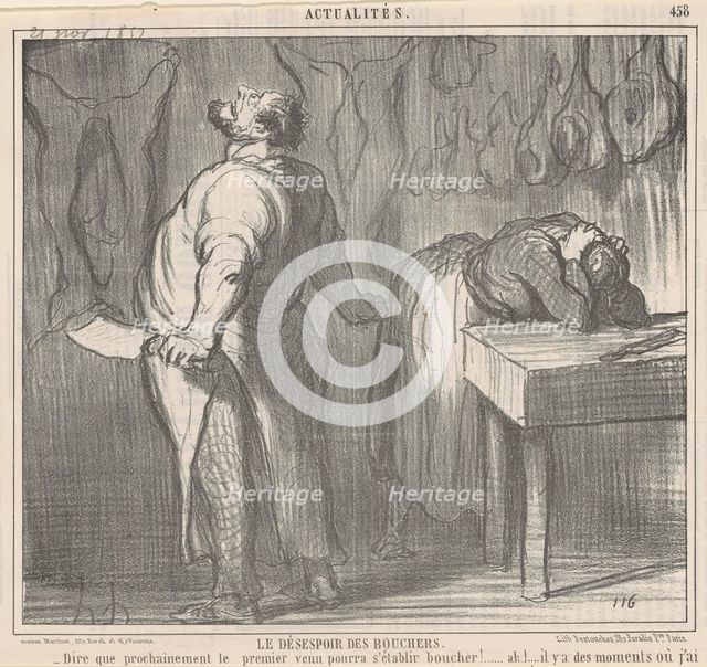 Le désespoir des bouchers, 19th century. Creator: Honore Daumier.