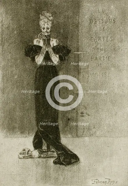 Le Dessous de cartes d'une partie de Whist, 1886. Creator: Félicien Rops.