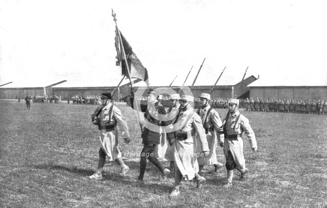 ''Le Drapeau de L'Aviation; Le dradeau de l'aviation porte par Guyemer, alors sous..., 1916. Creator: Unknown.
