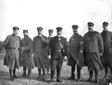 Le Drapeau des Fusiliers Marins; L'etat-major des fusiliers, au centre, l'amiral Ronarc'h 1915. Creator: Unknown