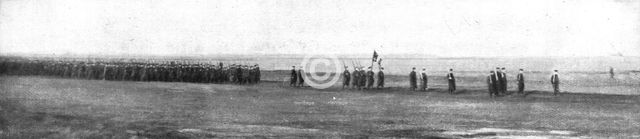 'Le Drapeau des Fusiliers Marins; Le defile de la brigade', 1915. Creator: Unknown.