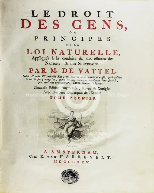 Le droit des gens, ou principes de la loi naturelle, appliqués à la conduite…, 1775. Creator: Anonymous.