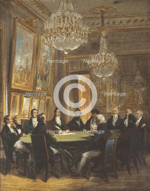 Le duc d'Orléans signant la proclamation de la lieutenance générale du royaume, le 31 juillet 1830. Creator: Joseph-Desire Court.