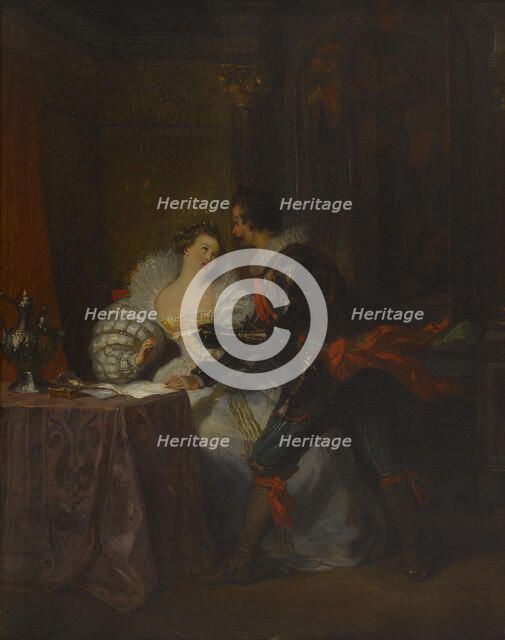 Le Duc et la Duchesse de Guisse. After "Henry III and His Courts" by Alexandre Dumas, 1829. Creator: Devéria, Achille (1800-1857).