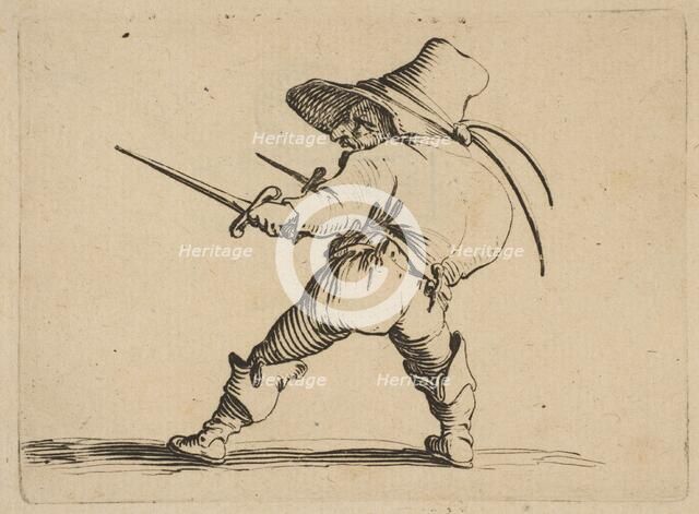 Le Duelliste a L'Épée et au Poignard (The Duelist with a Sword and Daggar), from Varie ..., 1616-22. Creator: Jacques Callot.