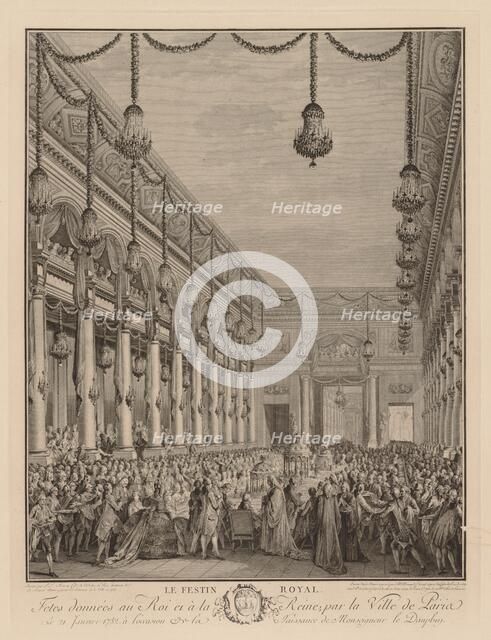 Le festin royal à lHôtel de Ville, le 21 janvier 1782. Creator: Jean-Michel the Younger Moreau (French, 1741-1814).
