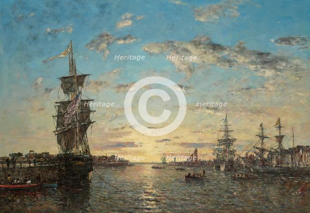 Le Havre. The Outer Harbor at Sunset, 1870. Creator: Boudin, Eugène-Louis (1824-1898).