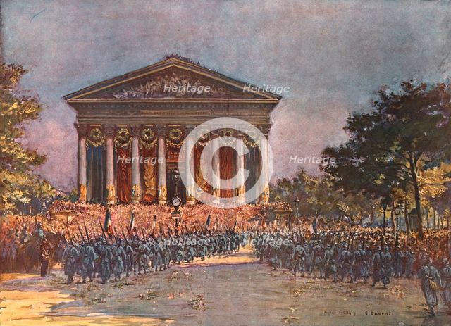 'Le jour de gloire; Devant l'Eglise de la Madeleine', 1919. Creator: Charles-Jules Duvent.