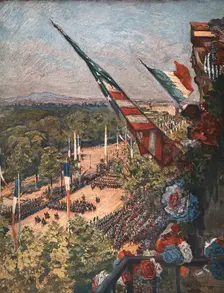 Le jour de gloire; Depart du Defile Triomphal, Avenue de la Grande-Armee 1919. Creator: Charles-Jules Duvent