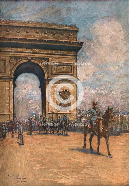 'Le jour de gloire; Le General Mangin, en tete de l'Armee Coloniale, passe sous l'Arc de..., 1919. Creator: Charles-Jules Duvent.