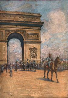 Le jour de gloire; Le General Mangin, en tete de l'Armee Coloniale, passe sous l'Arc de..., 1919. Creator: Charles-Jules Duvent