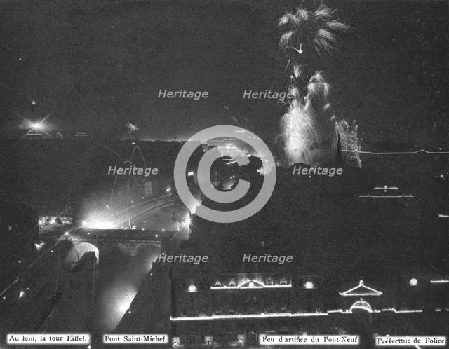 'Le jour de gloire; panorama de Paris illumine le soir de 14 juillet 1919, vu d'une des tour...1919. Creator: Famechon et Queste.