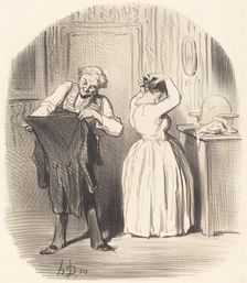 Le jour où l'on dine chez Mr. le Directeur des Contributions, 1852. Creator: Honore Daumier