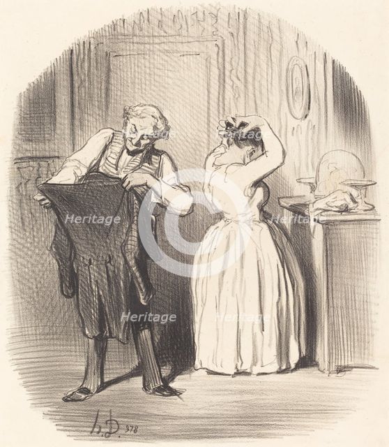 Le jour où l'on dine chez Mr. le Directeur des Contributions, 1852. Creator: Honore Daumier.