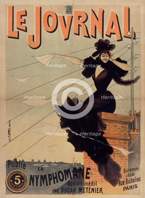 Le Journal publie "La Nymphomane" roman inédit par Oscar Méténier, 1893. Creator: Anonymous.
