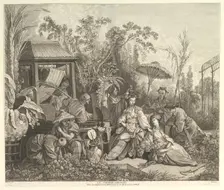 Le Jardin Chinoise (The Chinese Garden), from Chinoiseries, after 1743. Creator: Jacques Gabriel Huquier