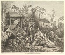 Le Jardin Chinoise (The Chinese Garden), from Chinoiseries, after 1743. Creator: Jacques Gabriel Huquier